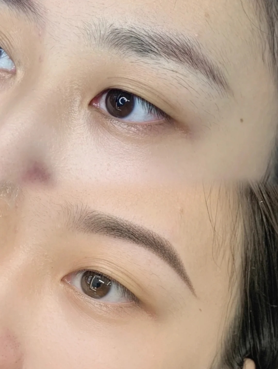 觀塘紋眉霧眉作品：眉毛稀疏客人建立自然淡妝感眉形